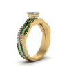 Load image into Gallery viewer, radiant-cut-simple-diamond-twisted-vine-bridal-ring-sets-with-emerald-in-14K-yellow-gold-FD8233RAGEMGR-NL-YG