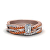Load image into Gallery viewer, radiant-cut-simple-diamond-twisted-vine-bridal-ring-sets-with-orange-sapphire-in-14K-rose-gold-FD8233RAGSAOR-NL-RG