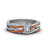 Load image into Gallery viewer, radiant-cut-simple-diamond-twisted-vine-bridal-ring-sets-with-orange-sapphire-in-14K-white-gold-FD8233RAGSAOR-NL-WG