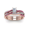 Load image into Gallery viewer, radiant-cut-simple-diamond-twisted-vine-bridal-ring-sets-with-pink-sapphire-in-14K-rose-gold-FD8233RAGSADRPI-NL-RG