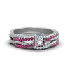 Load image into Gallery viewer, radiant-cut-simple-diamond-twisted-vine-bridal-ring-sets-with-pink-sapphire-in-14K-white-gold-FD8233RAGSADRPI-NL-WG