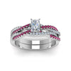 Load image into Gallery viewer, radiant-cut-simple-diamond-twisted-vine-bridal-ring-sets-with-pink-sapphire-in-950-Platinum-FD8233RAGSADRPI-NL-WG