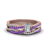 Load image into Gallery viewer, radiant-cut-simple-diamond-twisted-vine-bridal-ring-sets-with-violac-topaz-in-14K-rose-gold-FD8233RAGVITO-NL-RG