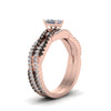 Load image into Gallery viewer, radiant-cut-simple-twisted-vine-bridal-ring-sets-with-black-diamond-in-14K-rose-gold-FD8233RAGBLACK-NL-RG