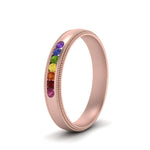 Load image into Gallery viewer, Rainbow 7 Stone Milgrain Band