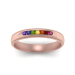 Load image into Gallery viewer, Rainbow 7 Stone Milgrain Band