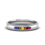 Load image into Gallery viewer, Rainbow 7 Stone Milgrain Band