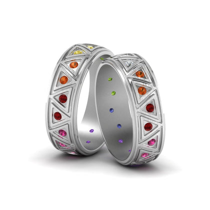 Rainbow Gay Wedding Engagement Rings