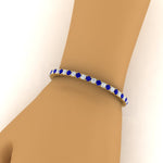 Load image into Gallery viewer, real-diamond-tennis-bracelet-with-sapphire-9-carat-in-yellow-gold-FDBRC8635ROGSABLHAND-9.00_20CT-NL-YG