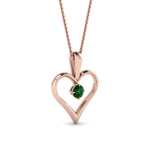 Load image into Gallery viewer, round-green-emerald-solitare-heart-pendant-in-prong-set-FDPD60961GEMGR-NL-RG