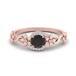 Load image into Gallery viewer, round-black-diamond-and-diamond-flower-engagement-ring-in-FD10057RORGBLACKANGLE3-NL-RG-GS