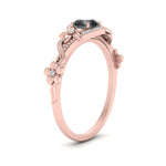Load image into Gallery viewer, round-black-diamond-and-diamond-flower-engagement-ring-in-FD10057RORGBLACKANGLE3-NL-RG-GS