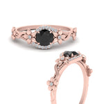 Load image into Gallery viewer, round-black-diamond-and-diamond-flower-engagement-ring-in-FD10057RORGBLACKANGLE3-NL-RG-GS