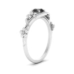Load image into Gallery viewer, round-black-diamond-and-diamond-flower-engagement-ring-in-FD10057RORGBLACKANGLE3-NL-WG-GS