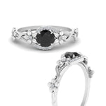 Load image into Gallery viewer, round-black-diamond-and-diamond-flower-engagement-ring-in-FD10057RORGBLACKANGLE3-NL-WG-GS