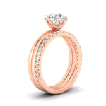 Load image into Gallery viewer, round-brilliant-solitaire-ring-with-pave-diamond-and-plain-band-set-in-rose-gold-fdsr11737angle2-nl-rg.jpg?v=1775815897