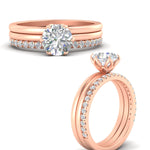 Load image into Gallery viewer, round-brilliant-solitaire-ring-with-pave-diamond-and-plain-band-set-in-rose-gold-fdsr11737angle3-nl-rg.jpg?v=1775815897