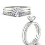 Load image into Gallery viewer, round-brilliant-solitaire-ring-with-pave-diamond-and-plain-band-set-in-white-gold-fdsr11737angle3-nl-wg.jpg?v=1775815897