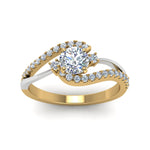 Load image into Gallery viewer, round-cut-2-tone-3-stone-diamond-swirl-engagement-ring-in-FDO50895ROR-NL-YG