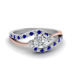 Load image into Gallery viewer, round-cut-2-tone-3-stone-diamond-swirl-engagement-ring-with-blue-sapphire-in-FDO50895RORGSABL-NL-WG