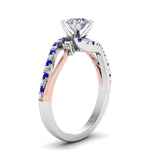 Load image into Gallery viewer, round-cut-2-tone-3-stone-diamond-swirl-engagement-ring-with-blue-sapphire-in-FDO50895RORGSABL-NL-WG