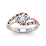 Load image into Gallery viewer, round-cut-2-tone-3-stone-diamond-swirl-engagement-ring-with-orange-sapphire-in-950-Platinum-FDO50895RORGSAOR-NL-WG