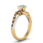 Load image into Gallery viewer, round-cut-2-tone-3-stone-diamond-swirl-engagement-ring-with-ruby-in-FDO50895RORGRUDR-NL-YG
