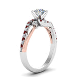 Load image into Gallery viewer, round-cut-2-tone-3-stone-diamond-swirl-engagement-ring-with-ruby-in-950-Platinum-FDO50895RORGRUDR-NL-WG