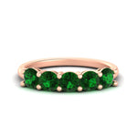 Load image into Gallery viewer, round-cut-5-stone-emerald-wedding-ring-2-carat-in-rose-gold-FDENS141ROBGEMGR-2.00CT-NL-RG