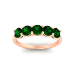 Load image into Gallery viewer, round-cut-5-stone-emerald-wedding-ring-2-carat-in-rose-gold-FDENS141ROBGEMGRANGLE5-2.00CT-NL-RG