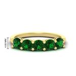 Load image into Gallery viewer, round-cut-5-stone-emerald-wedding-ring-2-carat-in-yellow-gold-FDENS141ROBGEMGR-2.00CT-NL-YG-HW
