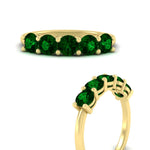 Load image into Gallery viewer, round-cut-5-stone-emerald-wedding-ring-2-carat-in-yellow-gold-FDENS141ROBGEMGRANGLE3-2.00CT-NL-YG