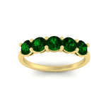 Load image into Gallery viewer, round-cut-5-stone-emerald-wedding-ring-2-carat-in-yellow-gold-FDENS141ROBGEMGRANGLE5-2.00CT-NL-YG
