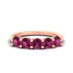 Load image into Gallery viewer, round-cut-5-stone-pink-sapphire-wedding-ring-2-carat-in-rose-gold-FDENS141ROBGSADRPI-2.00CT-NL-RG