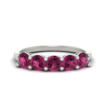 Load image into Gallery viewer, round-cut-5-stone-pink-sapphire-wedding-ring-2-carat-in-white-gold-FDENS141ROBGSADRPI-2.00CT-NL-WG