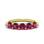 Load image into Gallery viewer, round-cut-5-stone-pink-sapphire-wedding-ring-2-carat-in-yellow-gold-FDENS141ROBGSADRPI-2.00CT-NL-YG