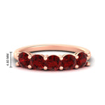 Load image into Gallery viewer, round-cut-5-stone-ruby-wedding-ring-2-carat-in-rose-gold-FDENS141ROBGRUDR-2.00CT-NL-RG-HW