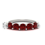 Load image into Gallery viewer, round-cut-5-stone-ruby-wedding-ring-2-carat-in-white-gold-FDENS141ROBGRUDR-2.00CT-NL-WG-HW