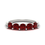 Load image into Gallery viewer, round-cut-5-stone-ruby-wedding-ring-2-carat-in-white-gold-FDENS141ROBGRUDR-2.00CT-NL-WG