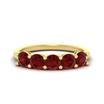 Load image into Gallery viewer, round-cut-5-stone-ruby-wedding-ring-2-carat-in-yellow-gold-FDENS141ROBGRUDR-2.00CT-NL-YG
