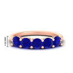 Load image into Gallery viewer, round-cut-5-stone-sapphire-wedding-ring-2-carat-in-rose-gold-FDENS141ROBGSABL-2.00CT-NL-RG-HW