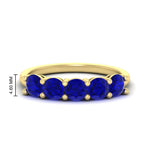 Load image into Gallery viewer, round-cut-5-stone-sapphire-wedding-ring-2-carat-in-yellow-gold-FDENS141ROBGSABL-2.00CT-NL-YG-HW