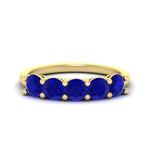Load image into Gallery viewer, round-cut-5-stone-sapphire-wedding-ring-2-carat-in-yellow-gold-FDENS141ROBGSABL-2.00CT-NL-YG