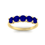 Load image into Gallery viewer, round-cut-5-stone-sapphire-wedding-ring-2-carat-in-yellow-gold-FDENS141ROBGSABLANGLE5-2.00CT-NL-YG