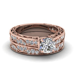 Load image into Gallery viewer, round-cut-antique-filigree-wedding-ring-set-in-rose-gold-FDENS3543RO-NL-RG