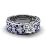 Load image into Gallery viewer, round-cut-antique-filigree-wedding-ring-set-with-sapphire-in-white-gold-FDENS3543ROGSABL-NL-WG