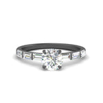 Load image into Gallery viewer, Round Cut Baguette Thin Band Engagement Ring