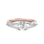 Load image into Gallery viewer, Round Cut Baguette Thin Band Engagement Ring