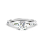 Load image into Gallery viewer, Round Cut Baguette Thin Band Engagement Ring