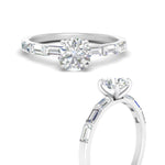 Load image into Gallery viewer, Round Cut Baguette Thin Band Engagement Ring